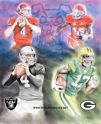 Derek Carr and Davonte Adams Bulldog Born by Robert Blancas