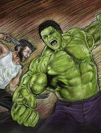 Hulk vs Wolverine by Robert Blancas